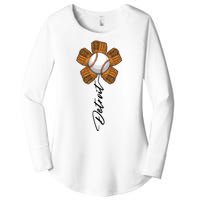 Detroit Baseball Flower Sports Fan Women's Perfect Tri Tunic Long Sleeve Shirt