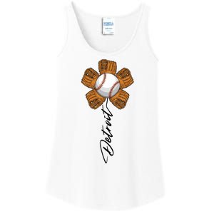 Detroit Baseball Flower Sports Fan Ladies Essential Tank