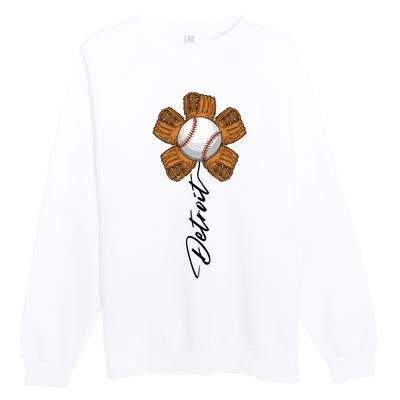 Detroit Baseball Flower Sports Fan Premium Crewneck Sweatshirt