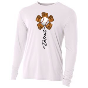 Detroit Baseball Flower Sports Fan Cooling Performance Long Sleeve Crew