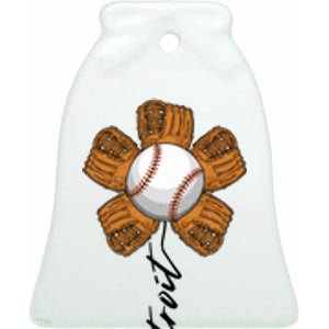 Detroit Baseball Flower Sports Fan Ceramic Bell Ornament