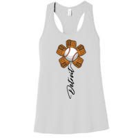 Detroit Baseball Flower Sports Fan Women's Racerback Tank