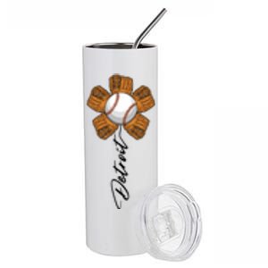 Detroit Baseball Flower Sports Fan Stainless Steel Tumbler