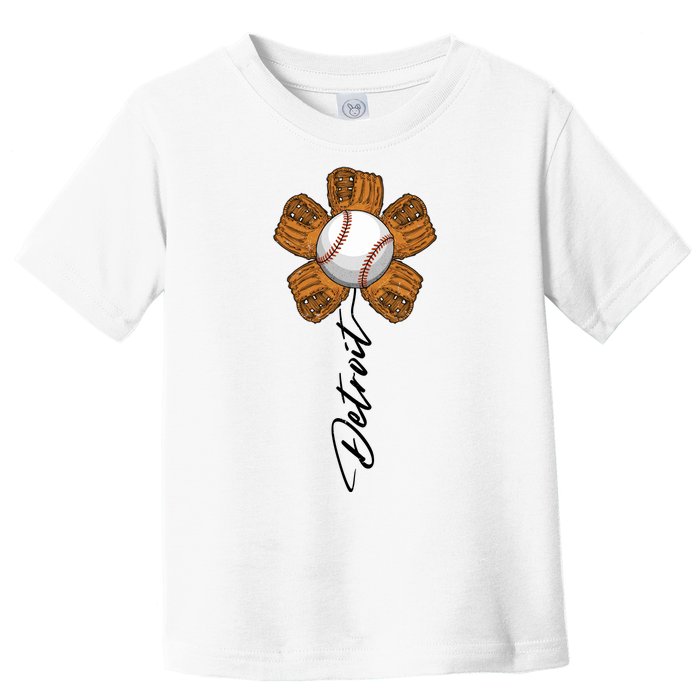 Detroit Baseball Flower Sports Fan Toddler T-Shirt