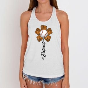 Detroit Baseball Flower Sports Fan Women's Knotted Racerback Tank