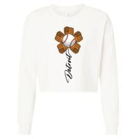 Detroit Baseball Flower Sports Fan Cropped Pullover Crew