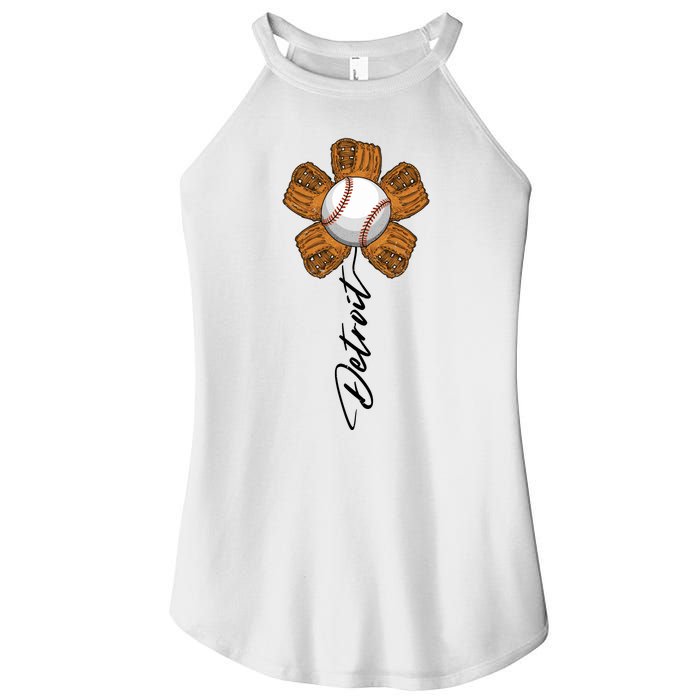 Detroit Baseball Flower Sports Fan Women's Perfect Tri Rocker Tank