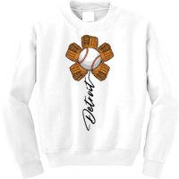 Detroit Baseball Flower Sports Fan Kids Sweatshirt