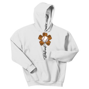 Detroit Baseball Flower Sports Fan Kids Hoodie