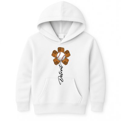Detroit Baseball Flower Sports Fan Kids Hoodie