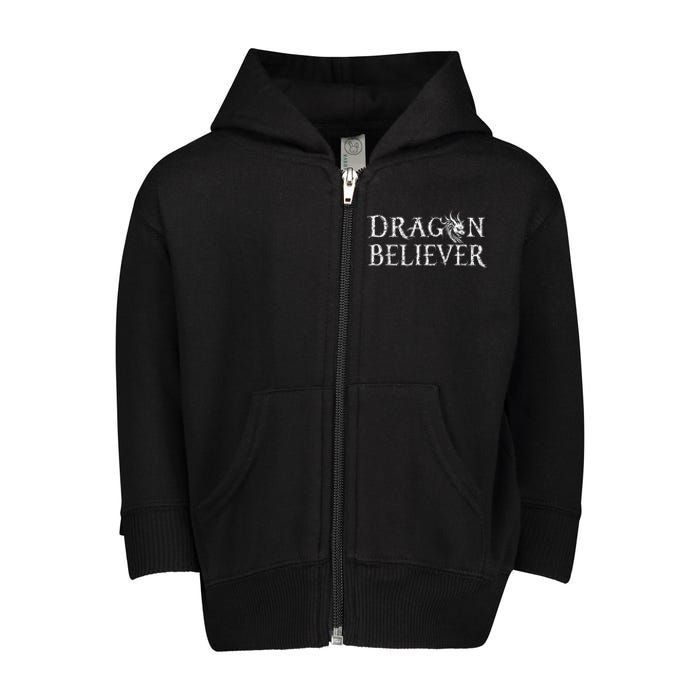 Dragon Believer Fantasy Funny Toddler Zip Fleece Hoodie