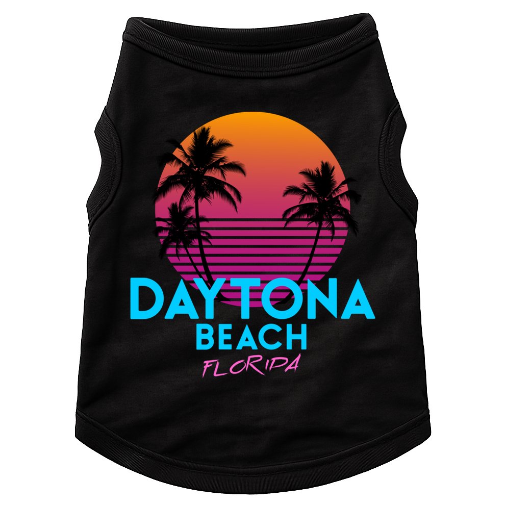 Daytona Beach Florida Retro 80s Gift Doggie Tank