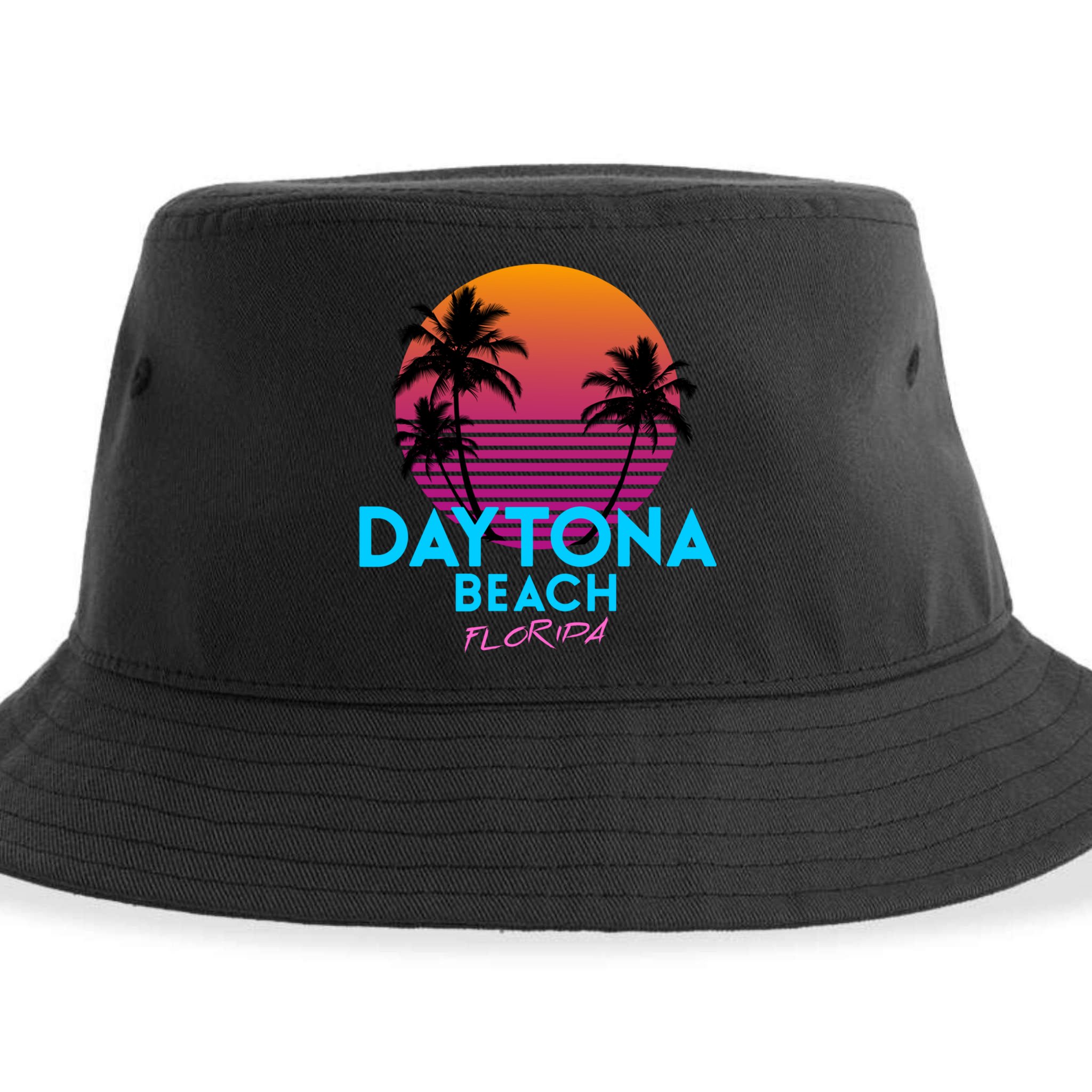 Daytona Beach Florida Retro 80s Gift Sustainable Bucket Hat