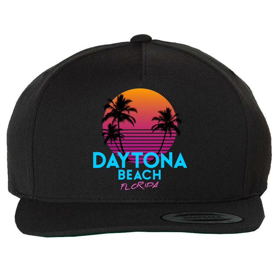 Daytona Beach Florida Retro 80s Gift Wool Snapback Cap