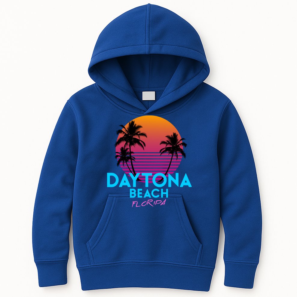 Daytona Beach Florida Retro 80s Gift Kids Hoodie