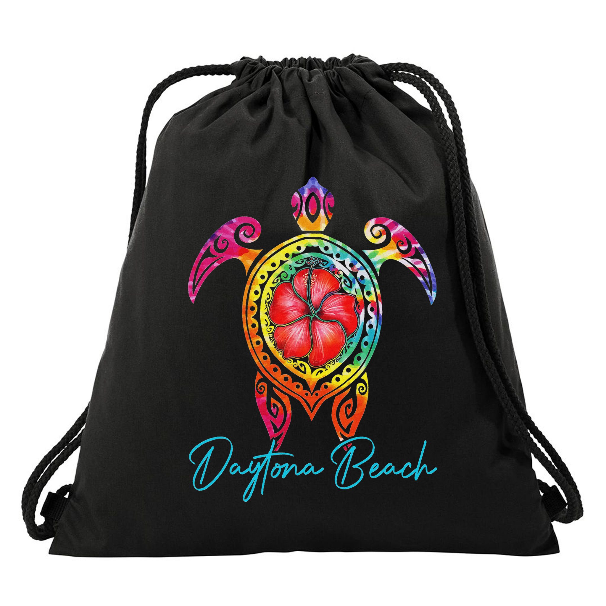 Daytona Beach Florida Tie Dye Sea Turtle Vacation 2025 Drawstring Bag