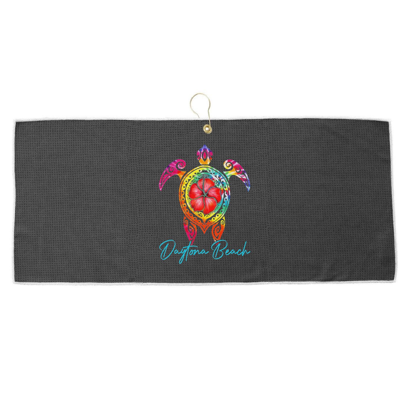 Daytona Beach Florida Tie Dye Sea Turtle Vacation 2025 Large Microfiber Waffle Golf Towel