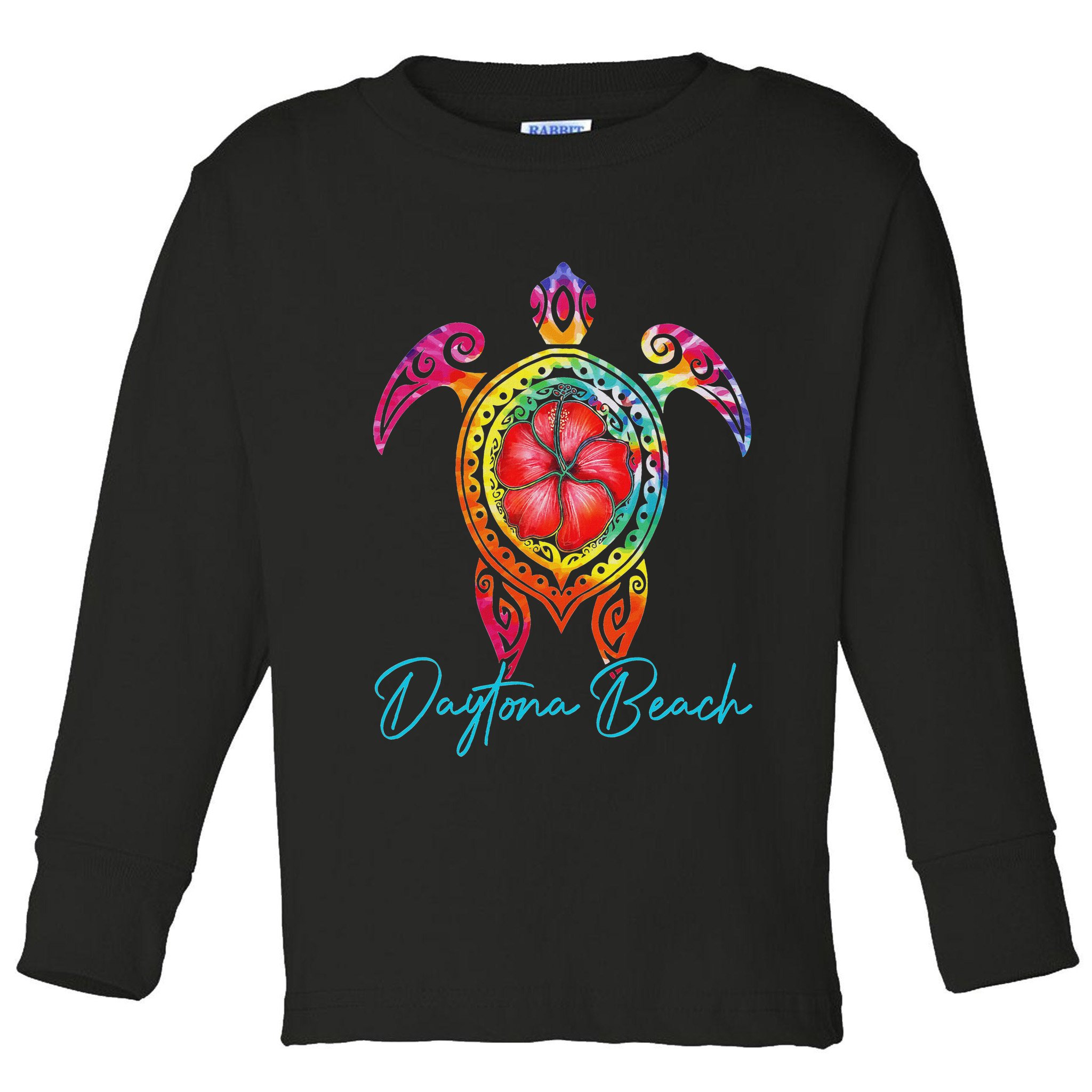 Daytona Beach Florida Tie Dye Sea Turtle Vacation 2025 Toddler Long Sleeve Shirt