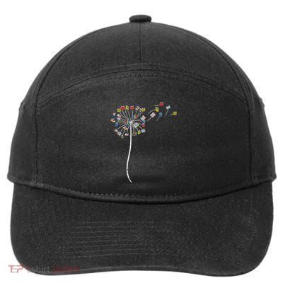 Dandelion Books Flower Reading Teacher Librarian Bookworm 7-Panel Snapback Hat