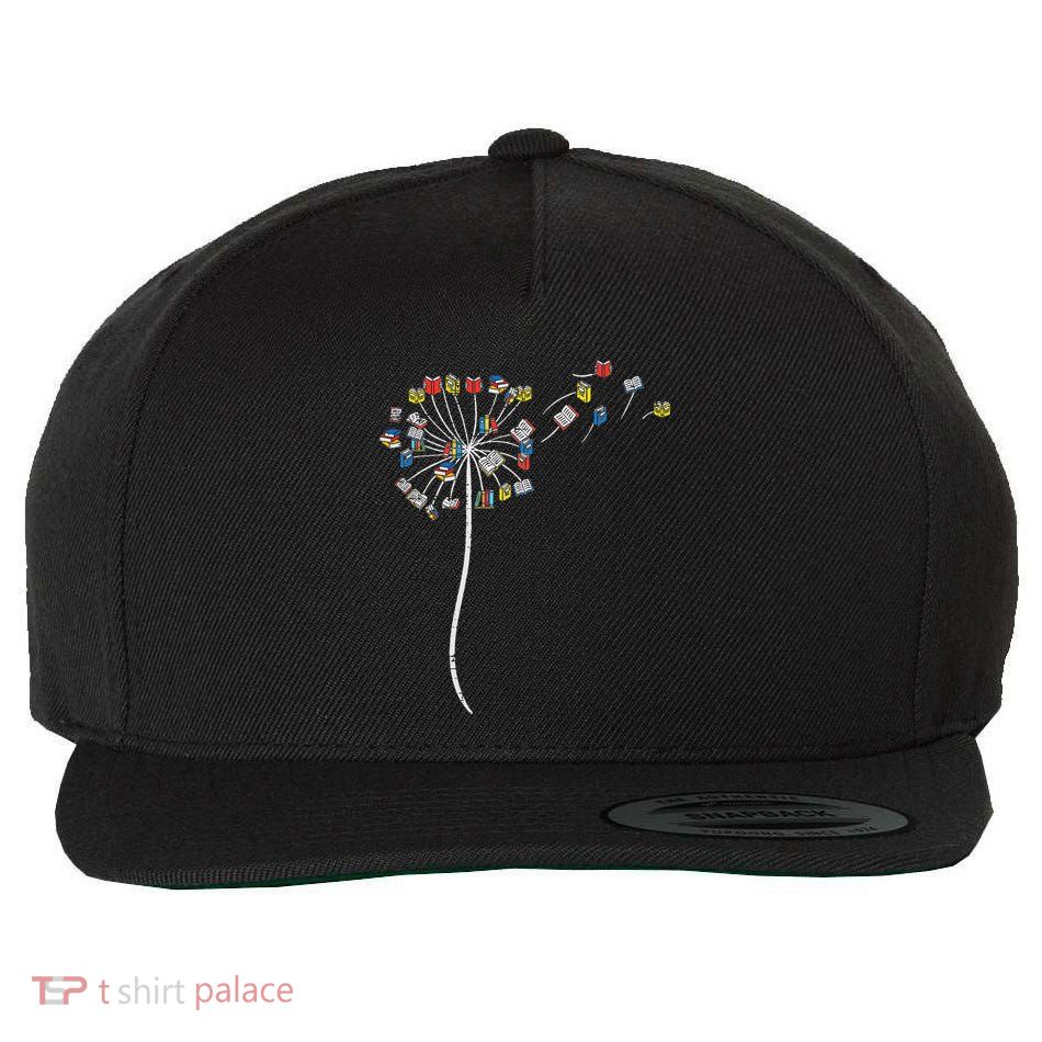 Dandelion Books Flower Reading Teacher Librarian Bookworm Wool Snapback Cap