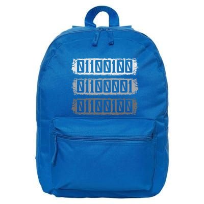 Dad Binary Fatherhood Best Daddy Ever Fathers Day Great Gift 16 in Basic Backpack