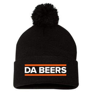 Da Beers Funny Party Beer Day Drinking Blue & Orange Pom Pom 12in Knit Beanie