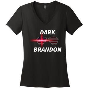 Dark Brandon | Funny Pro Biden Cool American Sunglasses Women's V-Neck T-Shirt