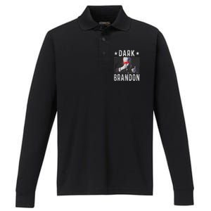 Dark Brandon Funny Biden Saving America Flag Political Performance Long Sleeve Polo