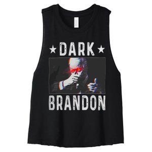 Dark Brandon Funny Biden Saving America Flag Political Women's Racerback Cropped Tank