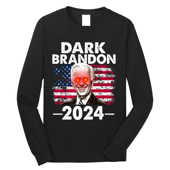 Dark Brandon Funny Biden Saving America Flag Political Long Sleeve Shirt