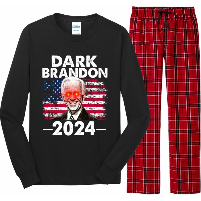 Dark Brandon Funny Biden Saving America Flag Political Long Sleeve Pajama Set