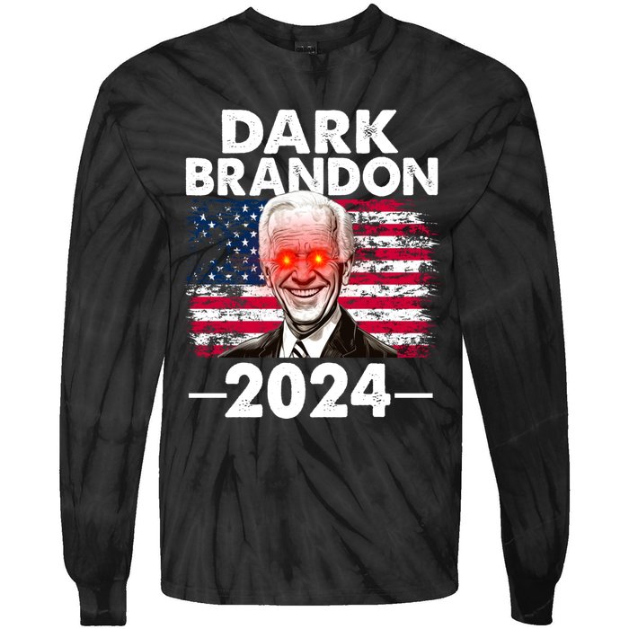 Dark Brandon Funny Biden Saving America Flag Political Tie-Dye Long Sleeve Shirt