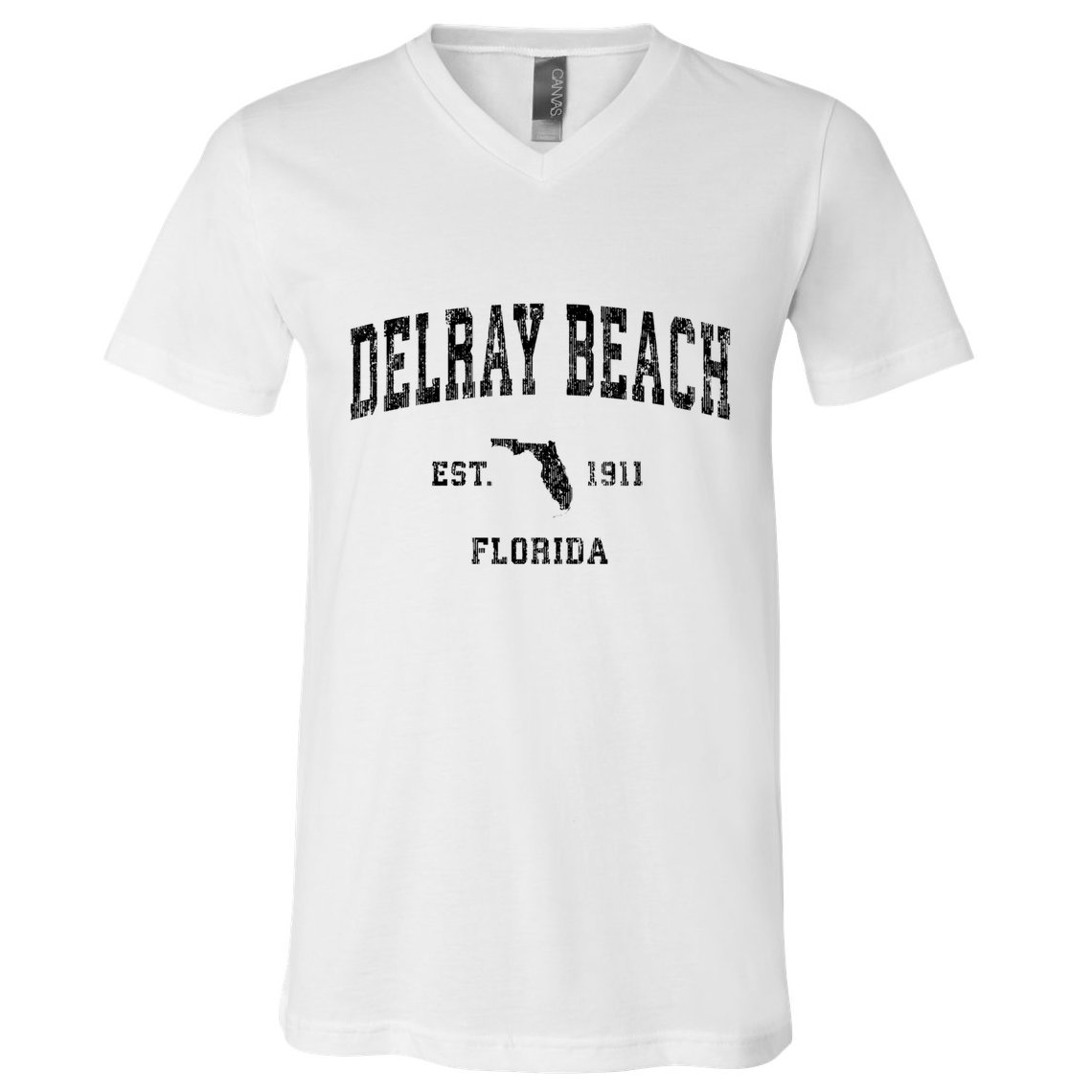 Delray Beach Florida Fl Vintage Established Athletic Sports Design V-Neck T-Shirt