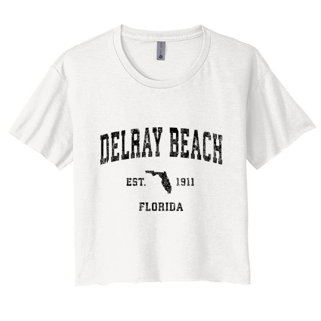 Delray Beach Florida Fl Vintage Established Athletic Sports Design Crop Top