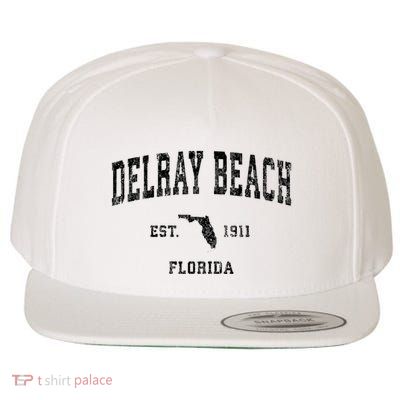 Delray Beach Florida Fl Vintage Established Athletic Sports Design Wool Snapback Cap