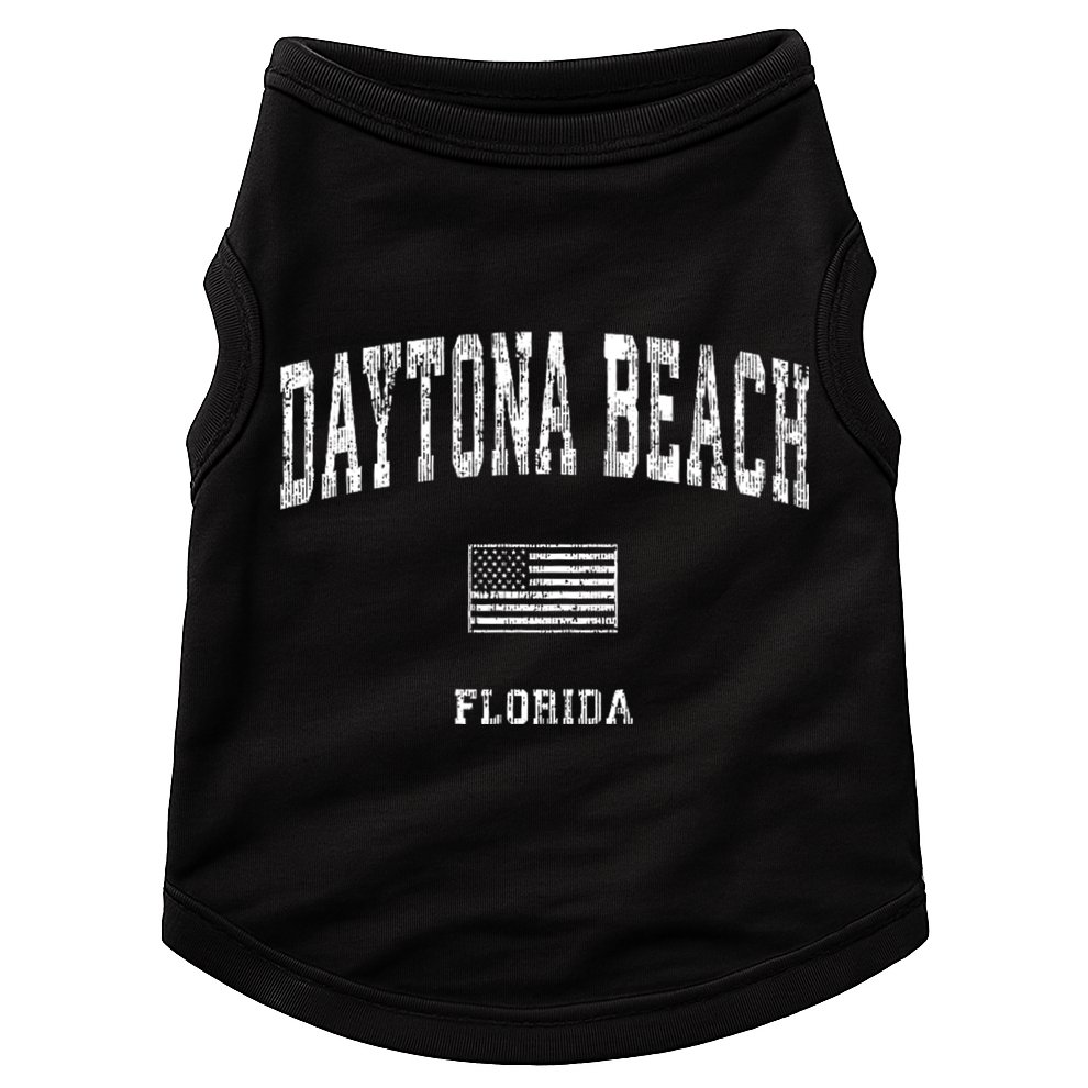 Daytona Beach Florida Fl Vintage American Flag Doggie Tank