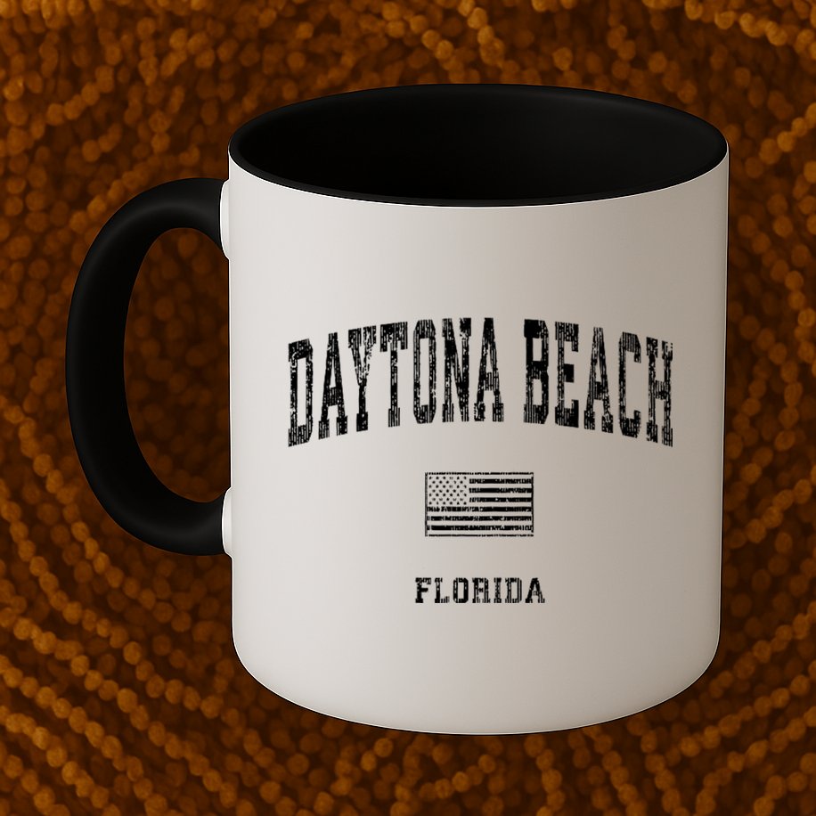 Daytona Beach Florida Fl Vintage American Flag Mug