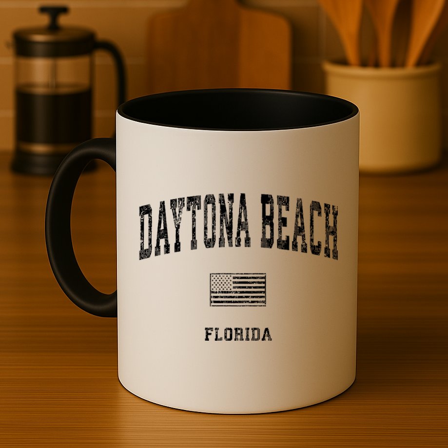Daytona Beach Florida Fl Vintage American Flag Mug