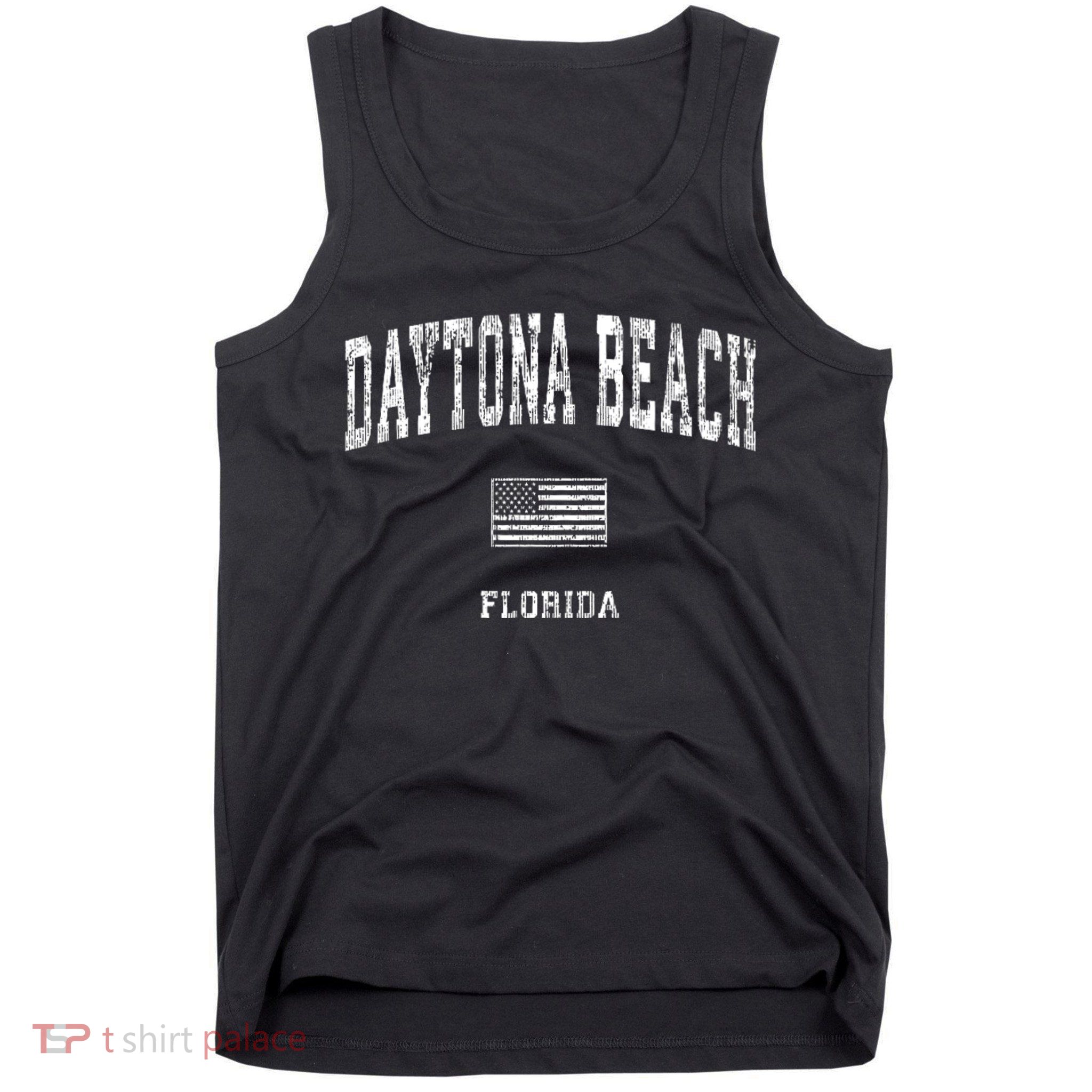 Daytona Beach Florida Fl Vintage American Flag Tank Top