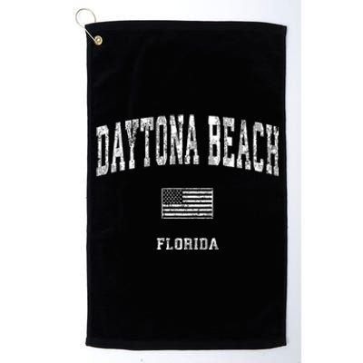 Daytona Beach Florida Fl Vintage American Flag Platinum Collection Golf Towel