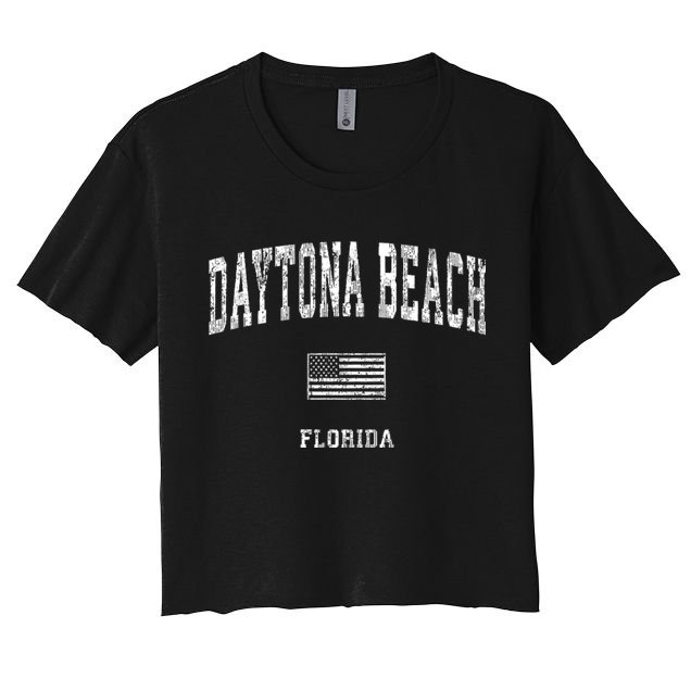 Daytona Beach Florida Fl Vintage American Flag Crop Top