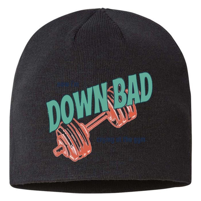Down Bad Funny Crying At The Gym Sustainable Beanie