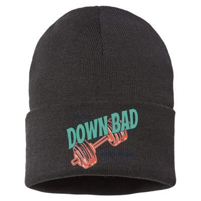 Down Bad Funny Crying At The Gym Sustainable Knit Beanie