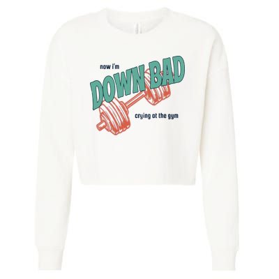 Down Bad Funny Crying At The Gym Cropped Pullover Crew