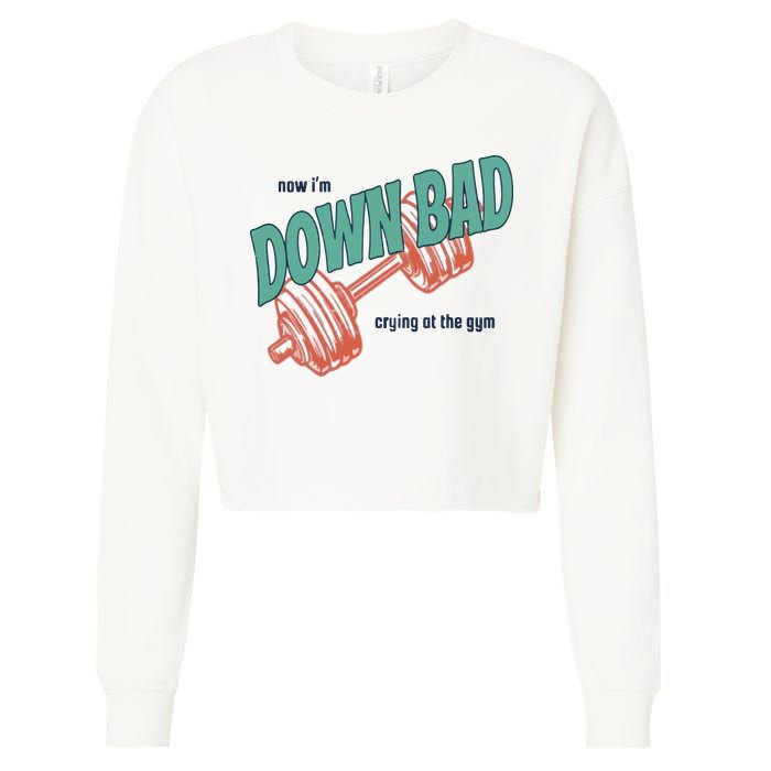 Down Bad Funny Crying At The Gym Cropped Pullover Crew
