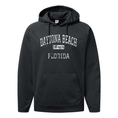 Daytona Beach Florida Fl Vintage Performance Fleece Hoodie