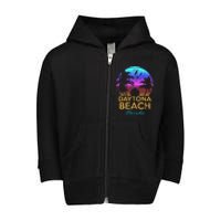 Daytona Beach Florida Vintage Sunset Summer Vibe Graphic Toddler Zip Fleece Hoodie