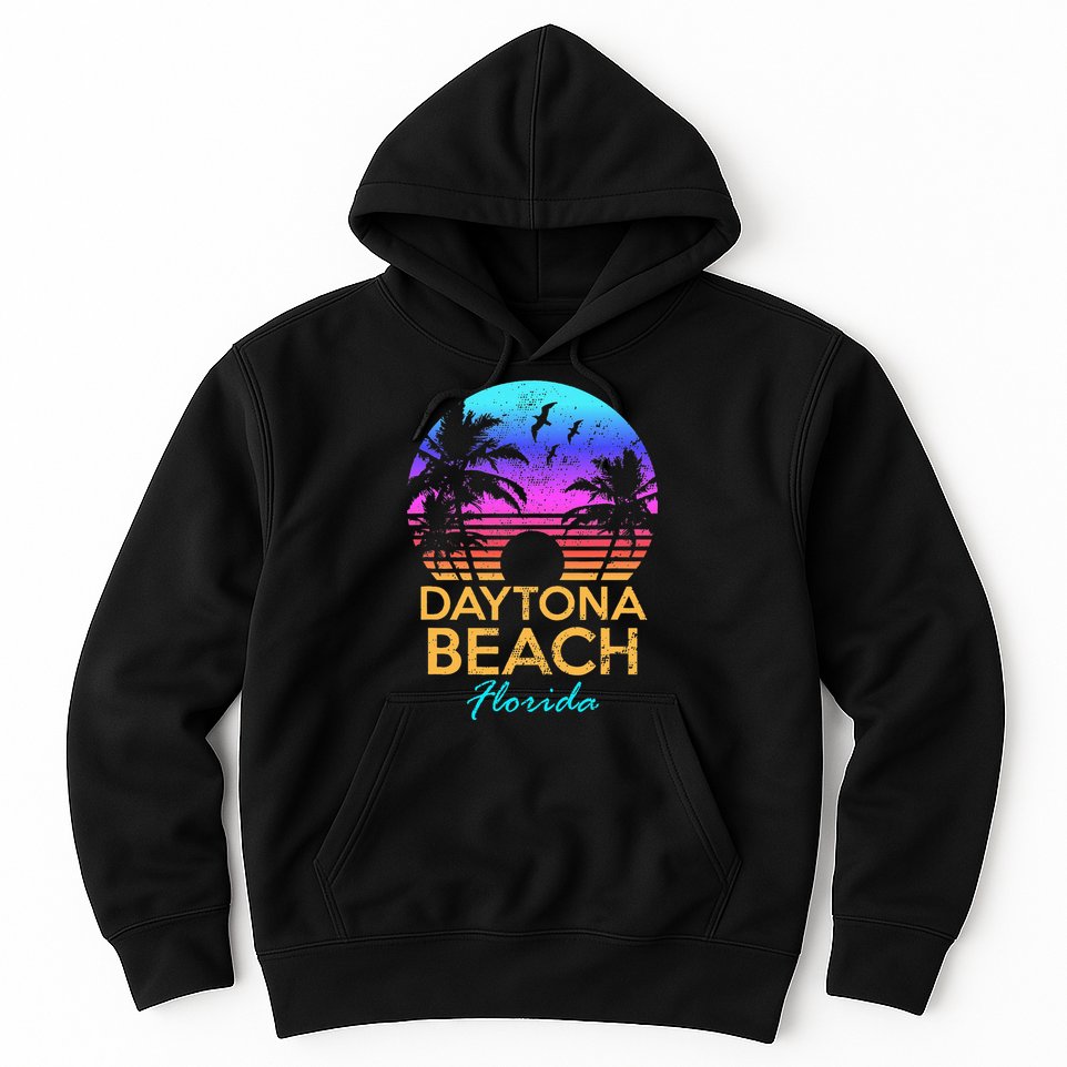Daytona Beach Florida Vintage Sunset Summer Vibe Graphic Hoodie