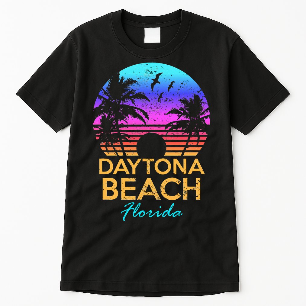 Daytona Beach Florida Vintage Sunset Summer Vibe Graphic Tall T-Shirt