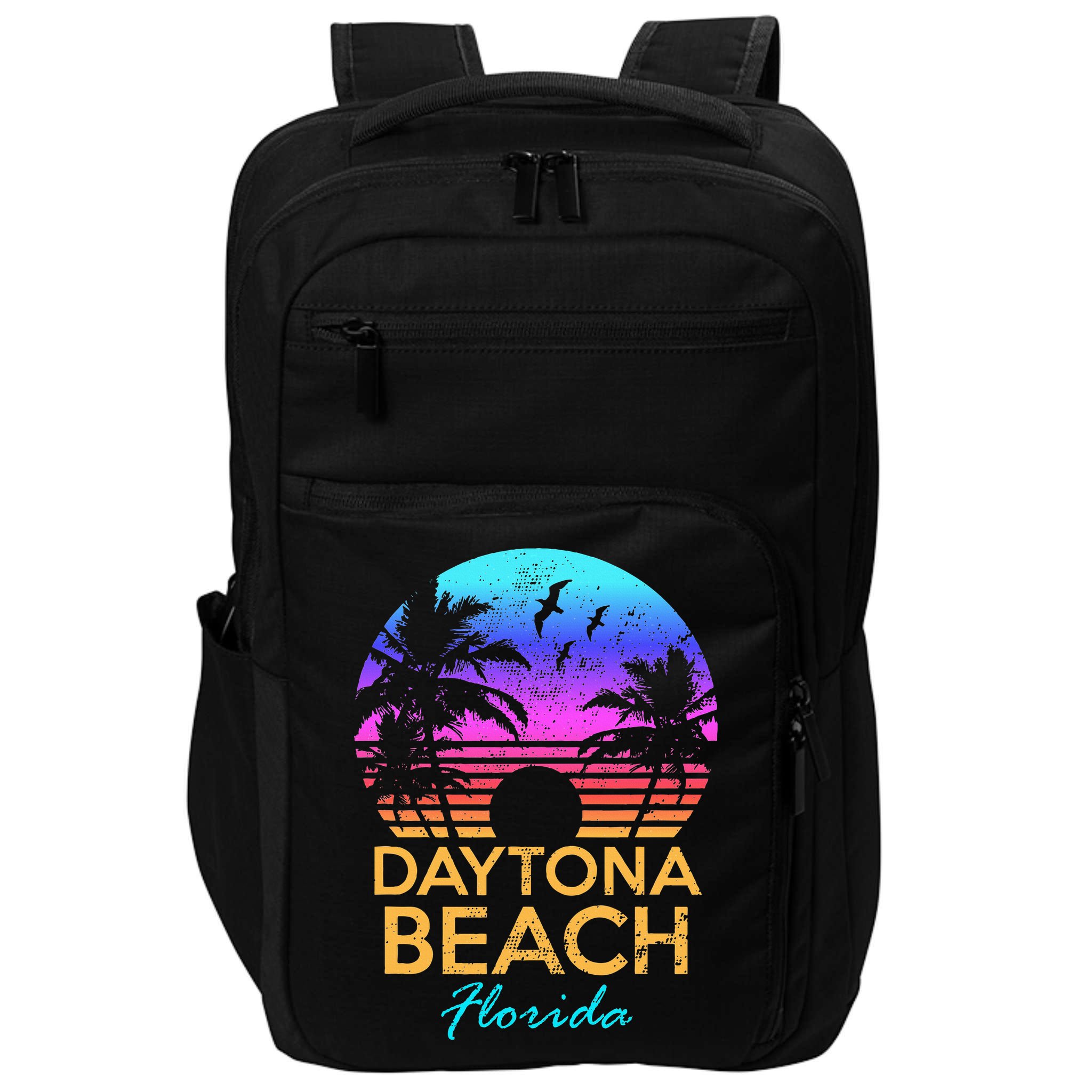 Daytona Beach Florida Vintage Sunset Summer Vibe Graphic Impact Tech Backpack